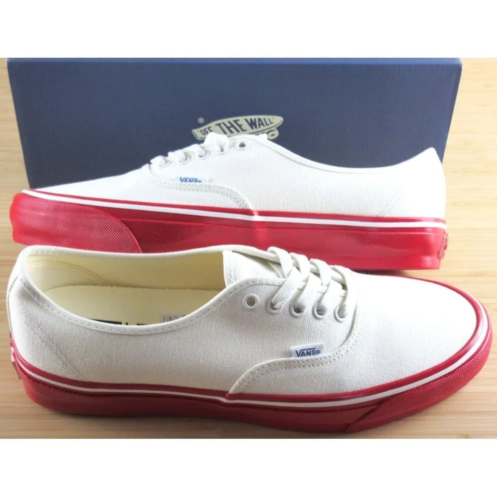Vans Men's Lx Authentic 44 Duck Canvas White Red Skate shoes Sizes NEW - Picture 1 of 7